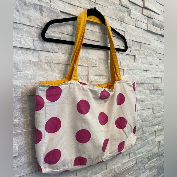 Reversible Victoria’s Secret PINK Yellow Gold & Pink Polka Dot Tote Bag - Picture 6 of 10